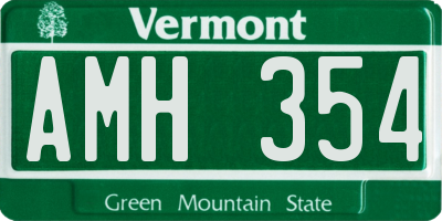 VT license plate AMH354