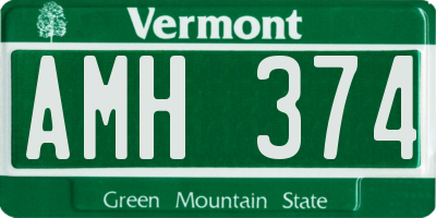 VT license plate AMH374