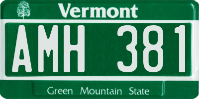 VT license plate AMH381