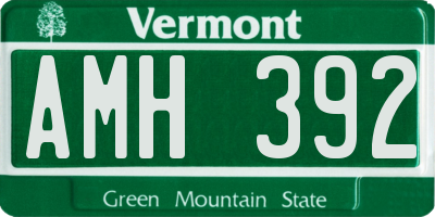 VT license plate AMH392