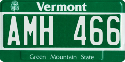 VT license plate AMH466