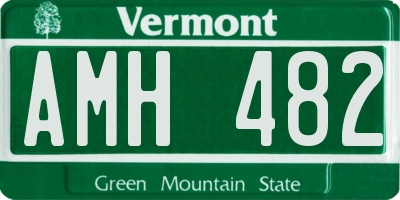 VT license plate AMH482