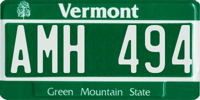 VT license plate AMH494