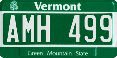 VT license plate AMH499