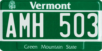 VT license plate AMH503