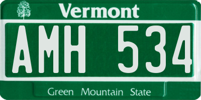 VT license plate AMH534