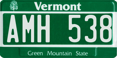 VT license plate AMH538