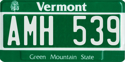 VT license plate AMH539