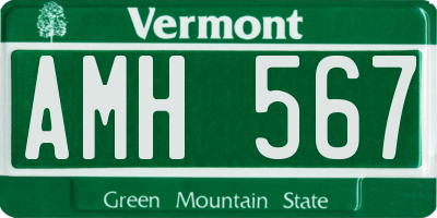 VT license plate AMH567