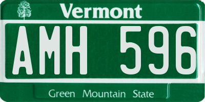 VT license plate AMH596