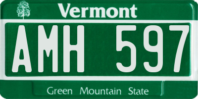 VT license plate AMH597