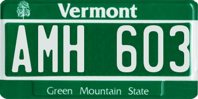 VT license plate AMH603