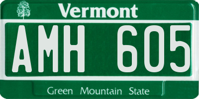 VT license plate AMH605