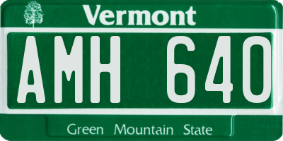 VT license plate AMH640
