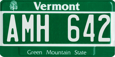 VT license plate AMH642