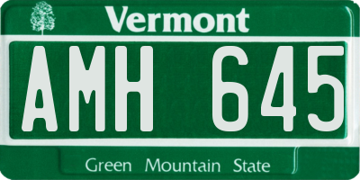 VT license plate AMH645