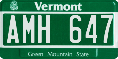 VT license plate AMH647