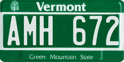 VT license plate AMH672