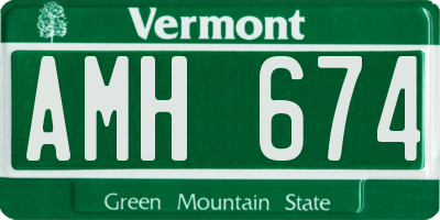 VT license plate AMH674