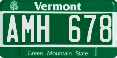 VT license plate AMH678