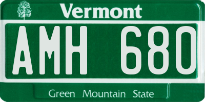 VT license plate AMH680