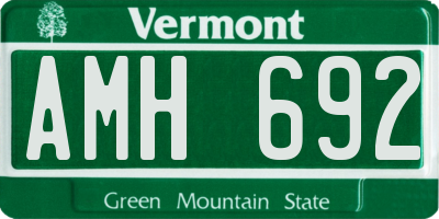 VT license plate AMH692