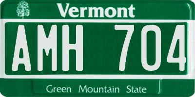 VT license plate AMH704