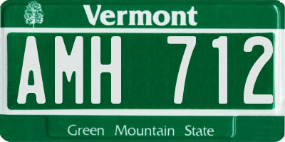VT license plate AMH712