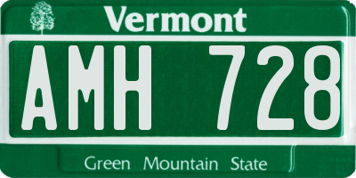 VT license plate AMH728