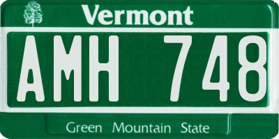 VT license plate AMH748
