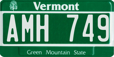 VT license plate AMH749