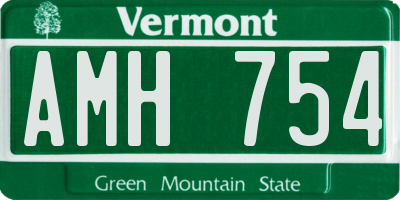 VT license plate AMH754