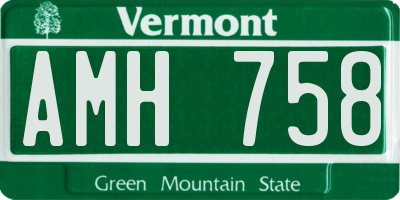 VT license plate AMH758