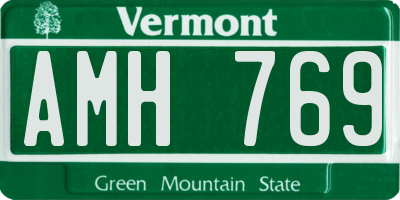 VT license plate AMH769