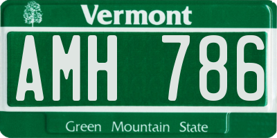 VT license plate AMH786