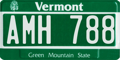 VT license plate AMH788