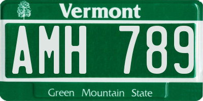 VT license plate AMH789
