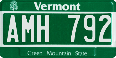 VT license plate AMH792