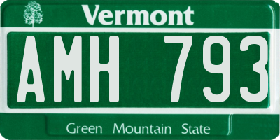 VT license plate AMH793