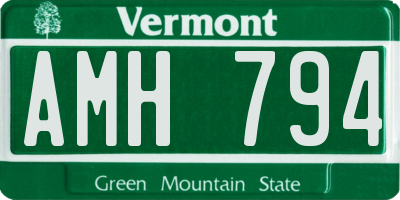 VT license plate AMH794
