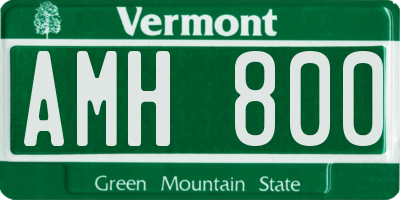 VT license plate AMH800