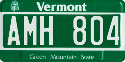 VT license plate AMH804