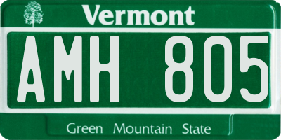 VT license plate AMH805