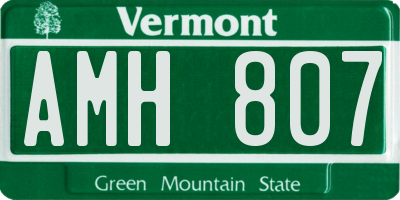 VT license plate AMH807