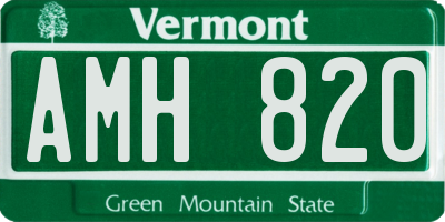 VT license plate AMH820