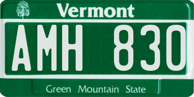 VT license plate AMH830