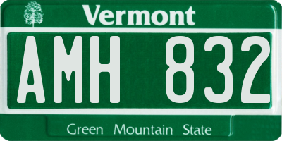VT license plate AMH832