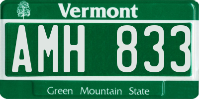VT license plate AMH833