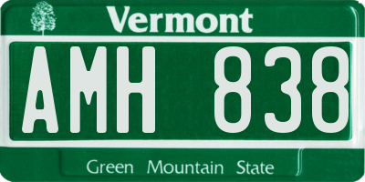 VT license plate AMH838