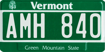 VT license plate AMH840